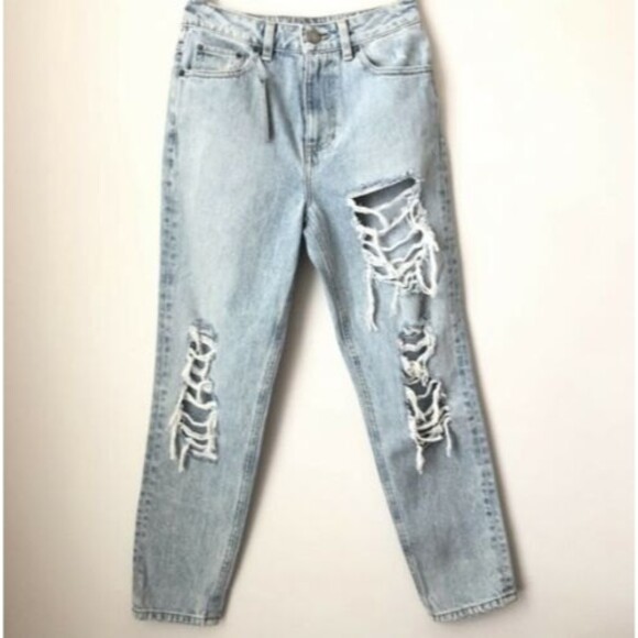 ASOS Distressed Straight Leg Jeans Rigid Denim Light Wash 25 - Picture 9 of 9